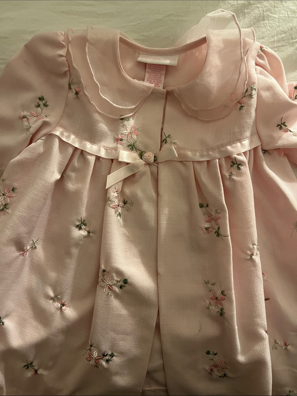 Bonnie Baby Pink Embroidered Pea Coat